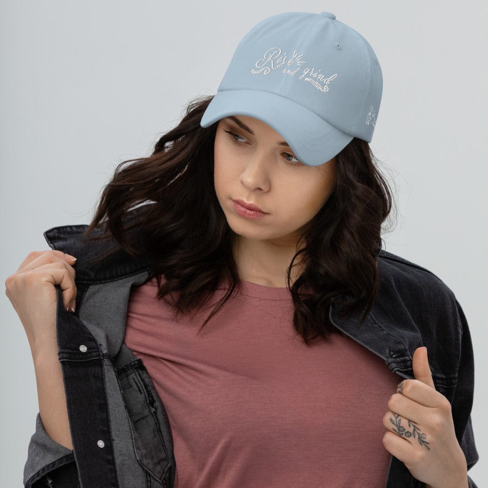 Absolutestacker2 Hats Light Blue Rise and grind dad hat