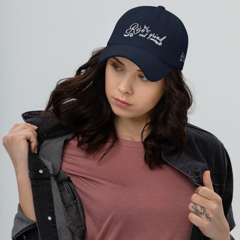 Absolutestacker2 Hats Navy Rise and grind dad hat