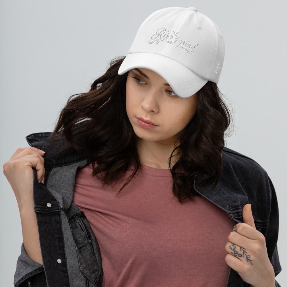 Absolutestacker2 Hats White Rise and grind dad hat